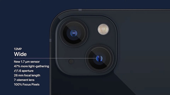 Camera sau trên iPhone 13